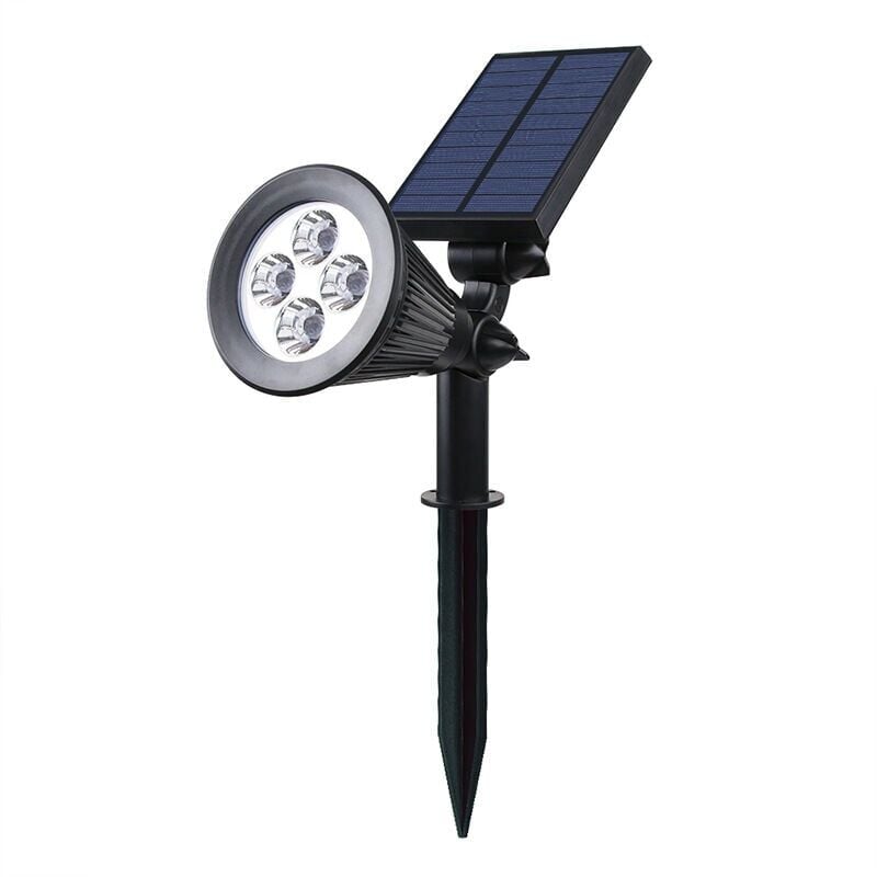 foto del prodotto faretto solare 4 led impermeabile per esterni luce bianca 2 in 1, plastica, integrato, 2 w, bianco, 29 x 9,5 x 34 cm 1 pz 