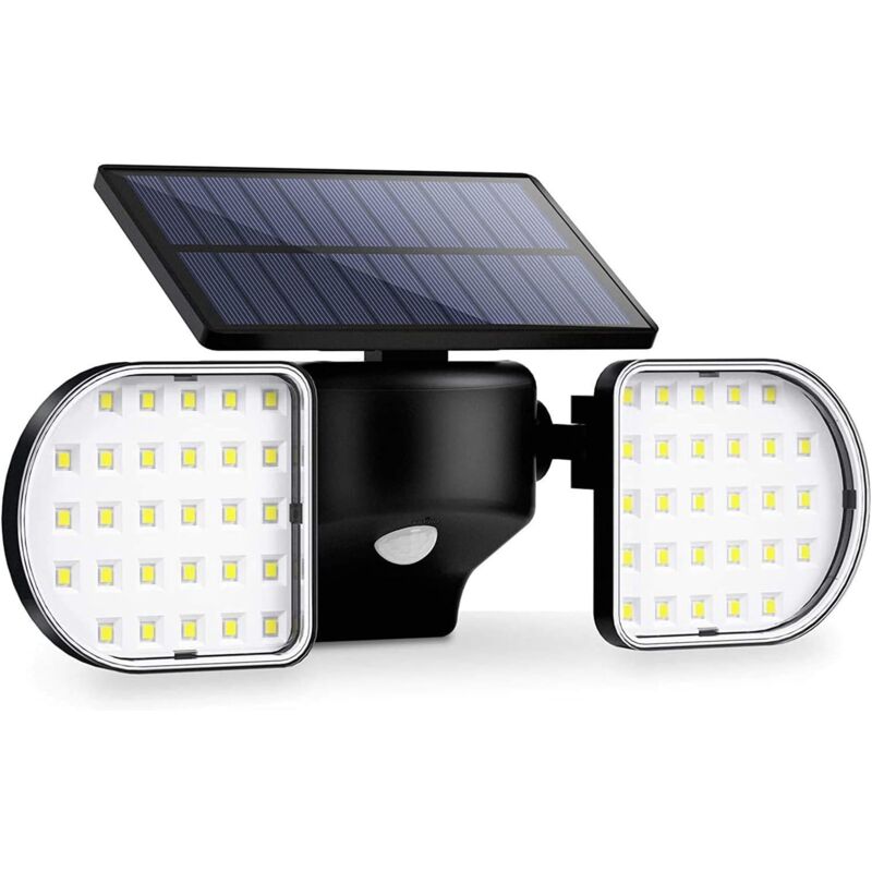 foto del prodotto faretto solare a led regolabile a 360 con sensore di movimento, ip65 impermeabile per vialetto, garage, cortile e giardino, 56 led