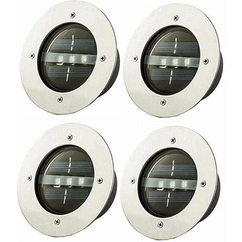 foto del prodotto faretto solare da incasso per esterni, 4 faretti da terra a led per esterni impermeabili installati per cortili, lampade da giardino, scale, luci da
