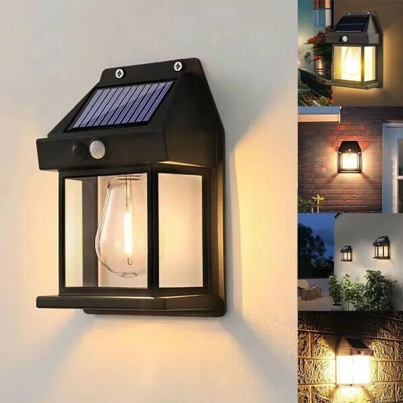 foto del prodotto faretto solare lampada applique 1w da esterno sensore movimento luce calda 600lm bk 888
