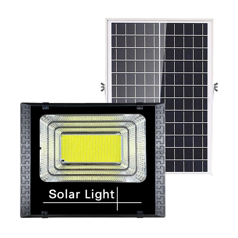 foto del prodotto faretto solare led da esterno con pannello solare, 100w. proiettore ultraluminoso con protezione ip66 lampada solare da esterno per giardini, porte,