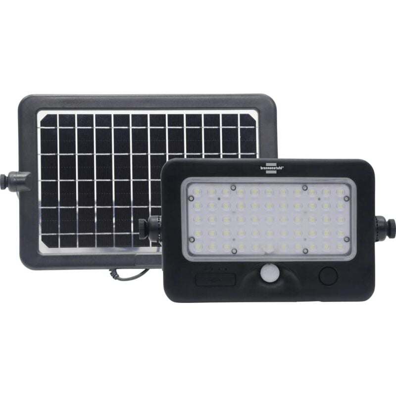 foto del prodotto faretto solare led da esterno con rilevatore di movimento sol ml 1000 faro led esterno con pannello solare indipendente cavo 3m illuminazione ampio