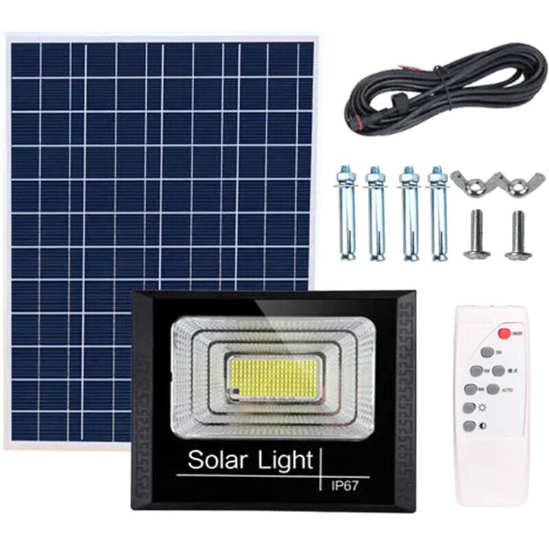 foto del prodotto faretto solare telecomando timer controllo luminosit , 50 w con 180 perline led