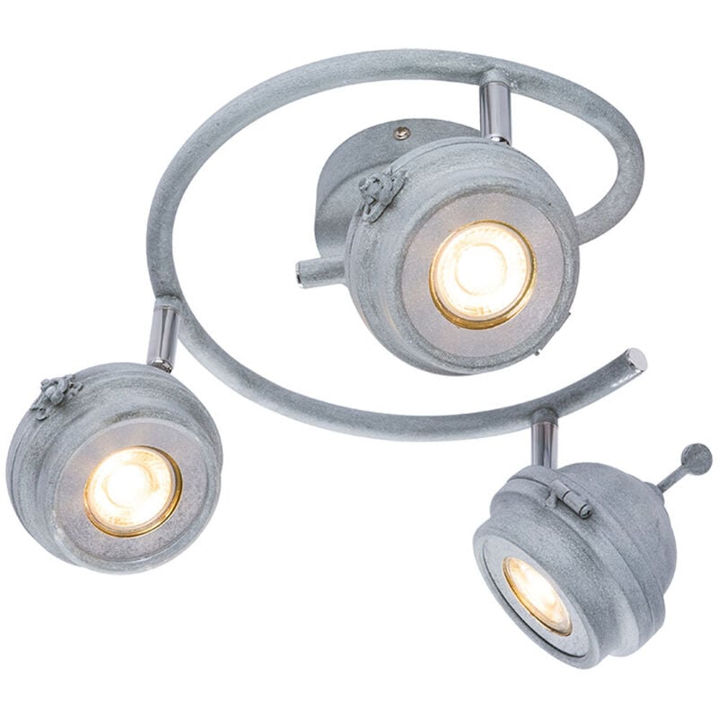 foto del prodotto faretto spotrondell plafoniera plafoniera soggiorno cucina, 3 faretti mobili, metallo grigio antico, 3x gu10 led 5 watt 340 lumen bianco caldo, dxh 34x16 cm