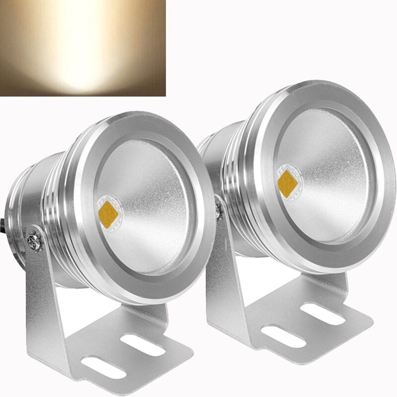 foto del prodotto faretto subacqueo a led luce per piscina dimmerabile giardino paesaggio fontana acquario illuminazione 2x 10w bianco caldo ulisem