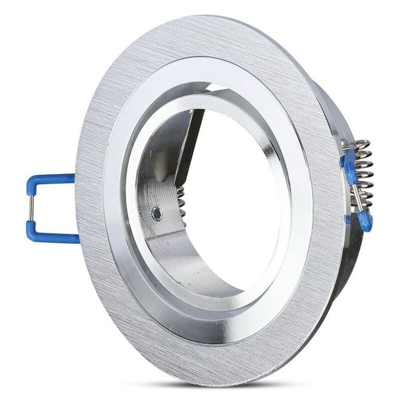 foto del prodotto faretto tondo attacco gu10 in allumino colore alluminio spazzolato vt 782rd 3600 v tac