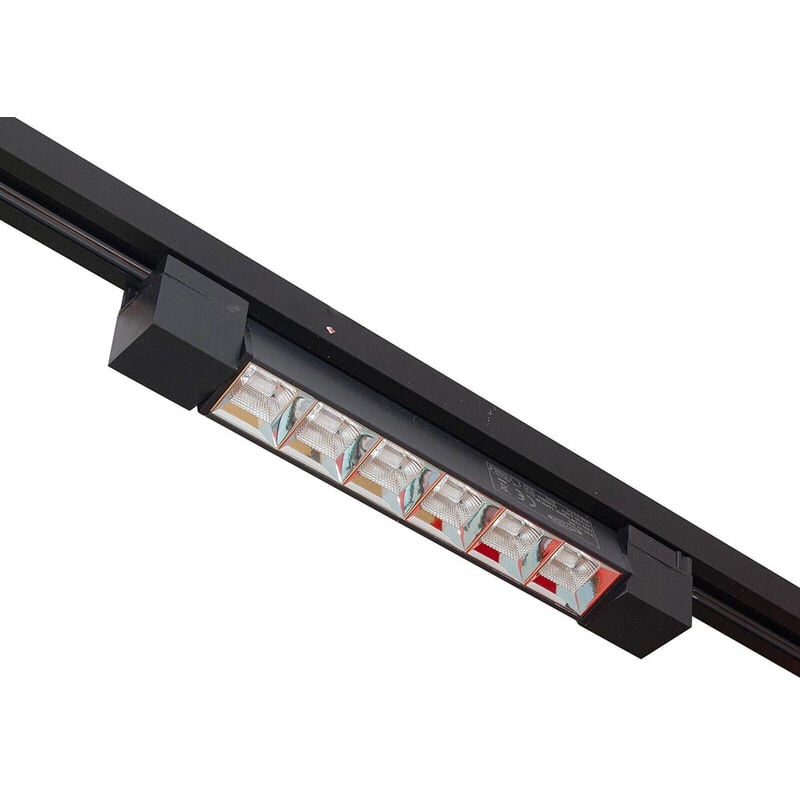 foto del prodotto faretto track orientabile da binario 12 watt 6 led faro nero monofase luce calda 3000k