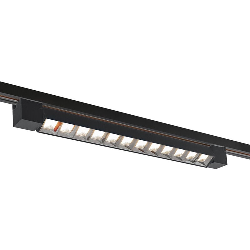 foto del prodotto faretto track orientabile da binario 26 watt 12 led faro nero monofase luce fredda 6500k