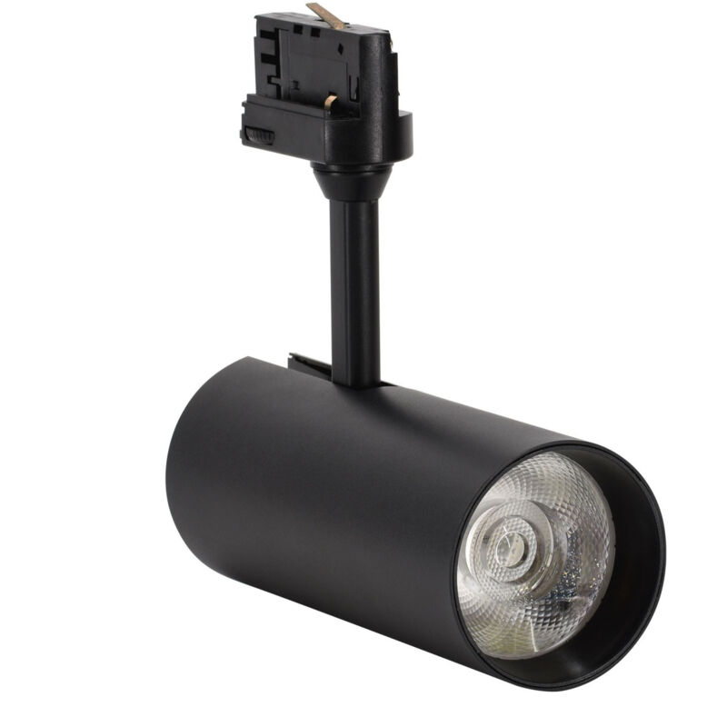 foto del prodotto faretto verko nero binario trifase 30w 3000k 2300lm 36 180x210x75mm