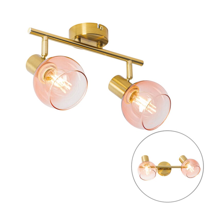 foto del prodotto faretto vidro - art d co - acciaio,vetro - rosa oro - oblungo max. 2 x watt - qazqa