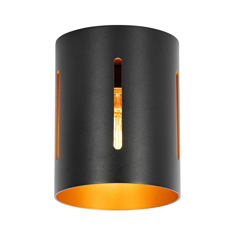 foto del prodotto faretto yana - design - alluminio - nero oro - cilindro max. 1 x watt - qazqa