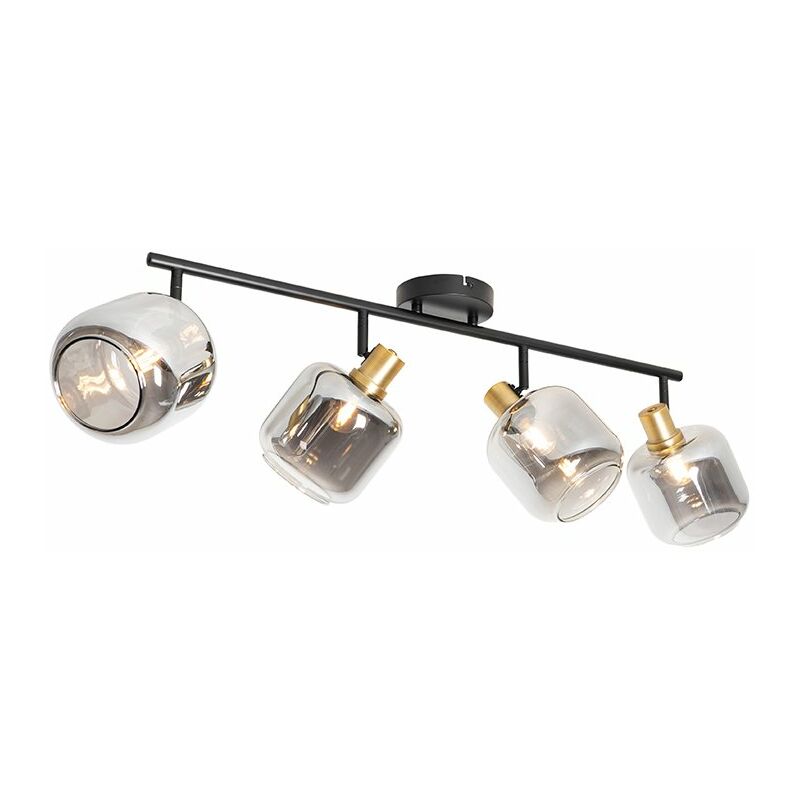 foto del prodotto faretto zuzanna moderno vetro,acciaio grigio oro ottone nero oblungo max. 4 x watt qazqa