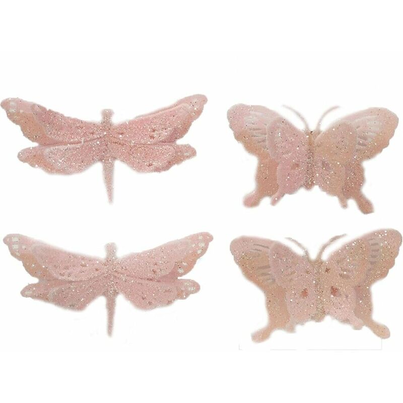 foto del prodotto farfalla libellula rosa palline addobbi decorazioni per albero di natale moderni decoro animale farfalla