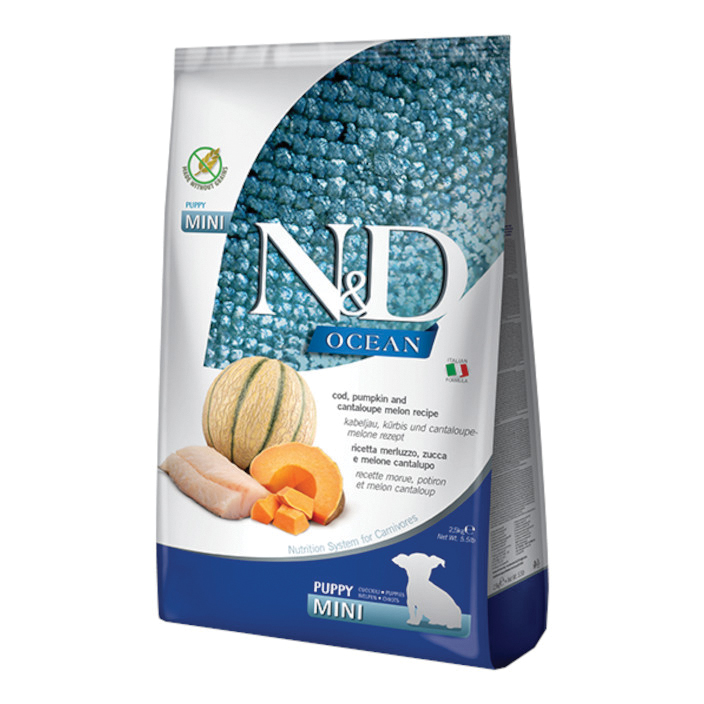 foto del prodotto farmina cane n amp d ocean puppy mini merluzzo, zucca amp melone cantalupo 800 gr