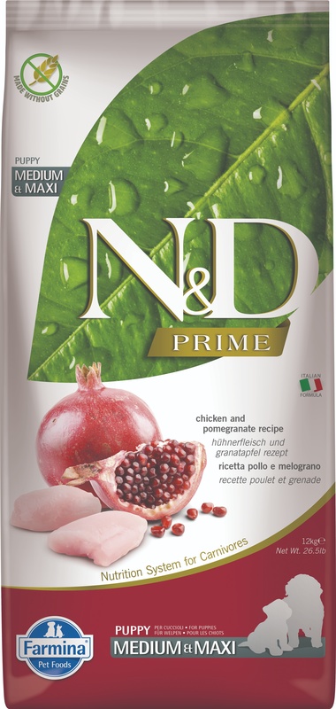 foto del prodotto farmina cane n amp d prime puppy medium amp maxi pollo amp melograno 12 kg