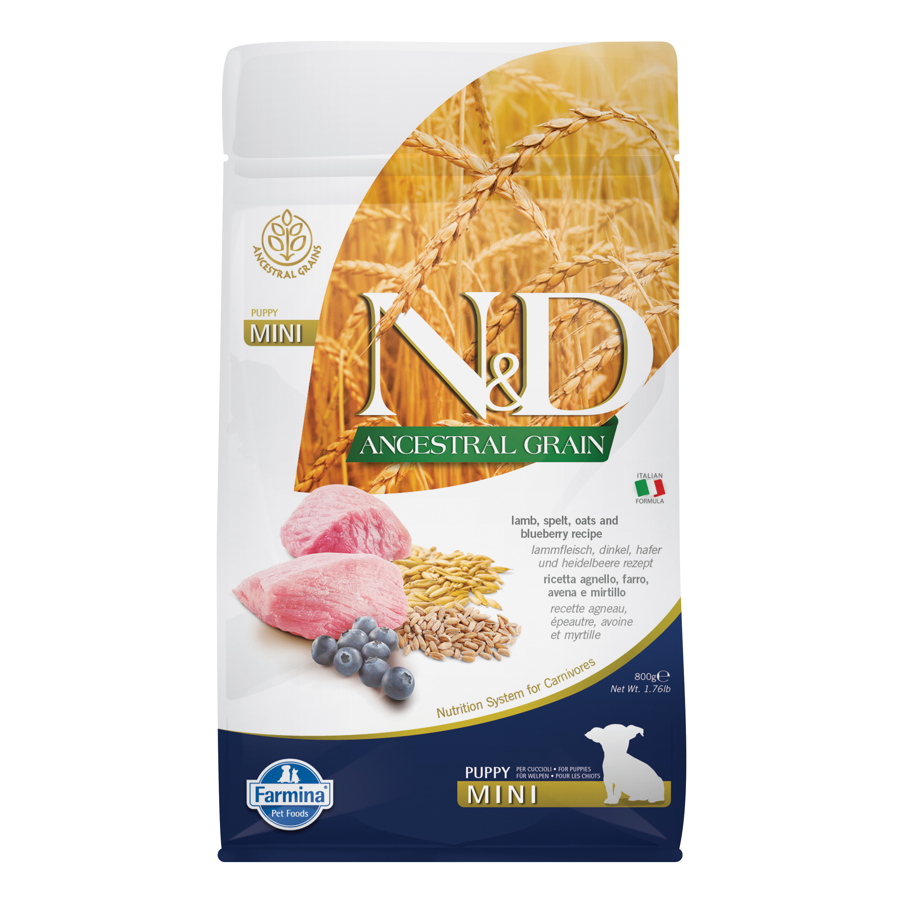 foto del prodotto farmina cane n&amp;d pumpkin puppy mini agnello, zucca &amp; mirtillo 800 gr