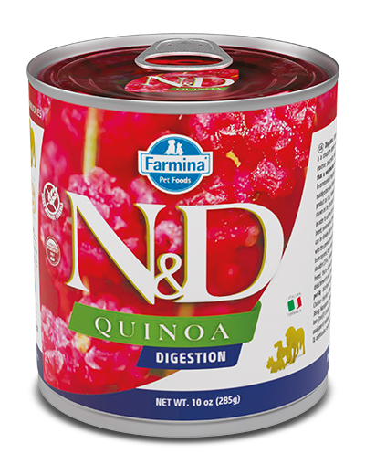 foto del prodotto farmina cane n amp d quinoa digestion adulto agnello, quinoa, finocchio, menta amp carciofo lattina 285 gr