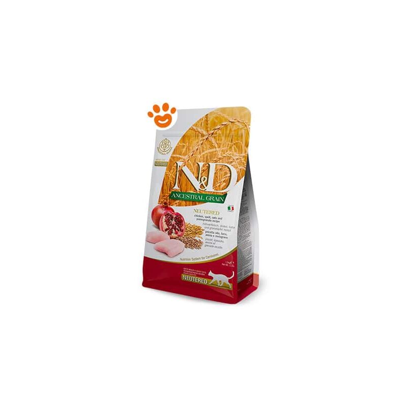 foto del prodotto farmina cat n d ancestral grain neutered pollo e melograno cat n d ancestral grain neutered pollo e melograno sacco da 300 gr