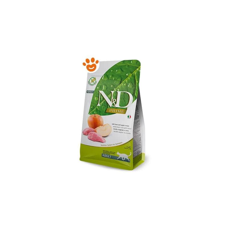 foto del prodotto farmina cat n d prime adult grain free cinghiale e mela cat n d prime adult grain free cinghiale e mela sacco da 300 gr