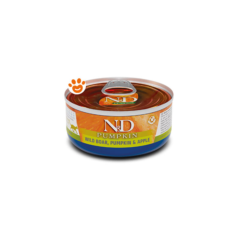 foto del prodotto farmina cat n d pumpkin cinghiale, zucca e mela cat n d pumpkin cinghiale, zucca e mela lattina da 70 gr