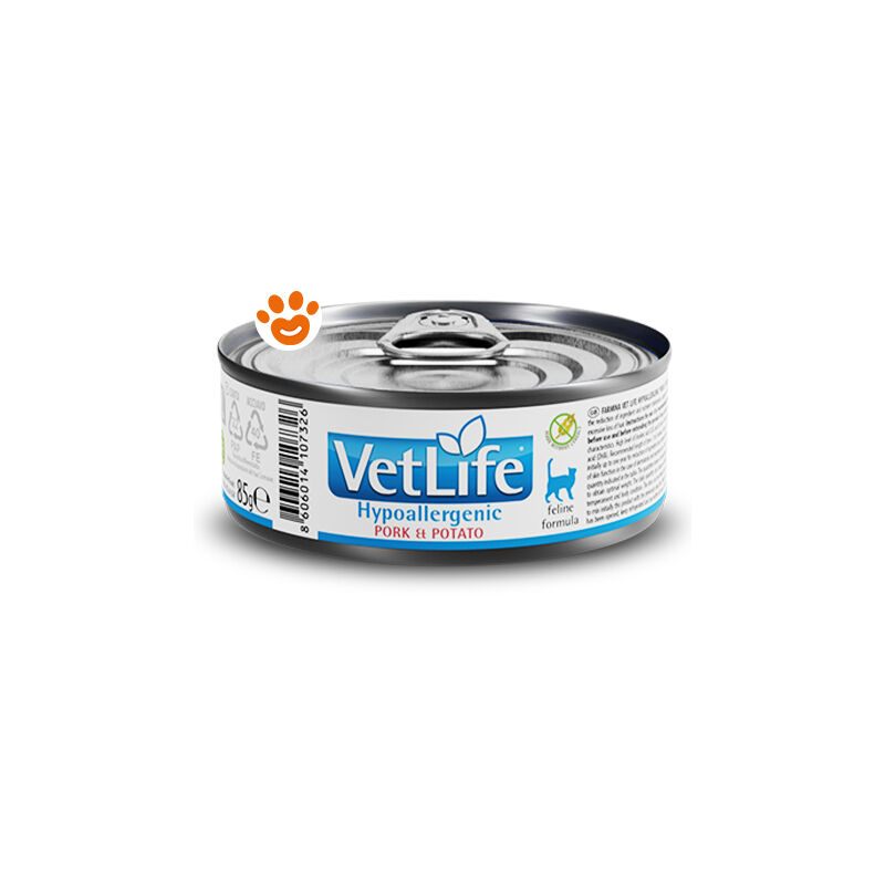 foto del prodotto farmina cat vet life hypoallergenic maiale e patate cat vet life hypoallergenic maiale e patate lattina da 85 gr