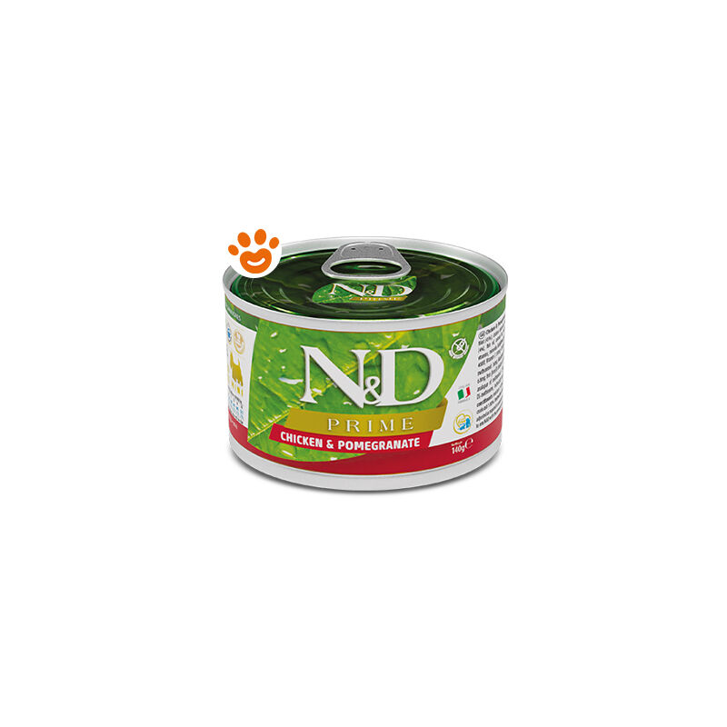 foto del prodotto farmina - dog n&amp;d prime adult mini pollo e melograno dog n&amp;d prime adult mini pollo e melograno - lattina da 140 gr