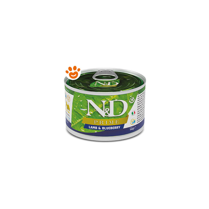 foto del prodotto farmina dog n d prime adult mini agnello e mirtilli dog n d prime adult mini agnello e mirtilli lattina da 140 gr