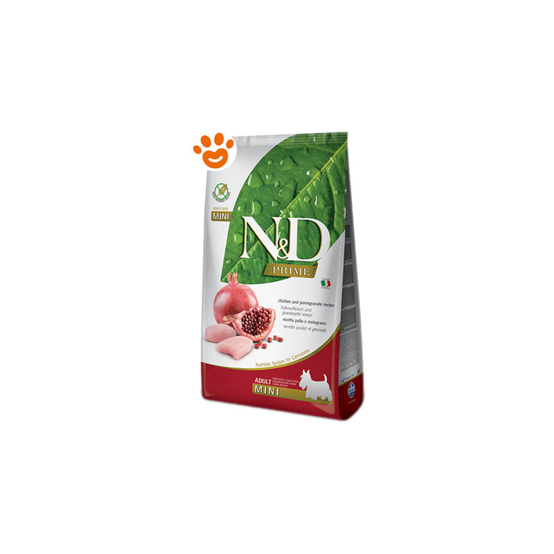foto del prodotto farmina dog n d prime adult mini grain free pollo e melograno dog n d prime adult mini grain free pollo e melograno sacco da 800 gr