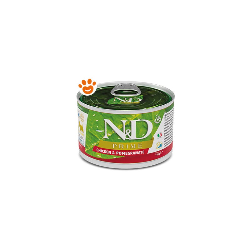 foto del prodotto farmina dog n d prime adult mini pollo e melograno dog n d prime adult mini pollo e melograno lattina da 140 gr