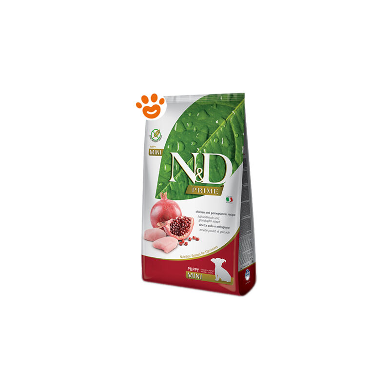foto del prodotto farmina dog n d prime puppy mini grain free pollo e melograno dog n d prime puppy mini grain free pollo e melograno sacco da 800 gr