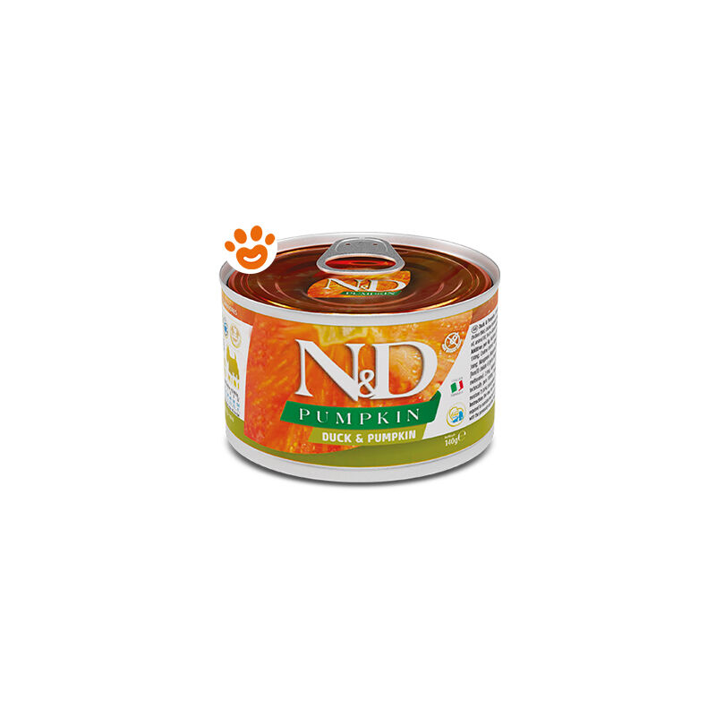 foto del prodotto farmina dog n d pumpkin adult mini anatra e zucca farmina dog n d pumpkin adult mini anatra e zucca lattina da 140 gr