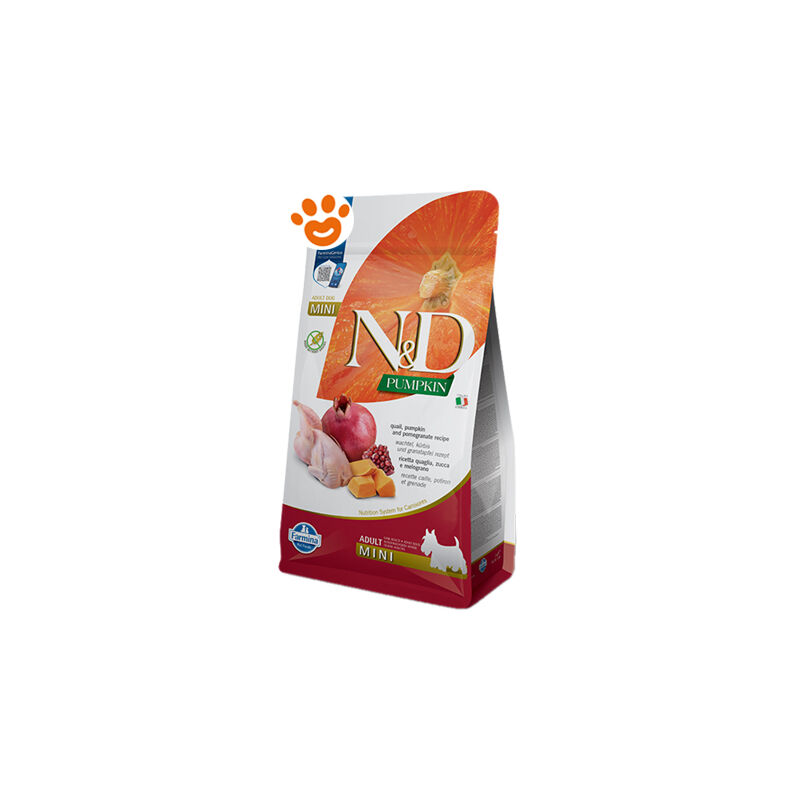 foto del prodotto farmina dog n d pumpkin adult mini quaglia, zucca e melograno farmina dog n d pumpkin adult mini quaglia, zucca e melograno sacco da 2 kg