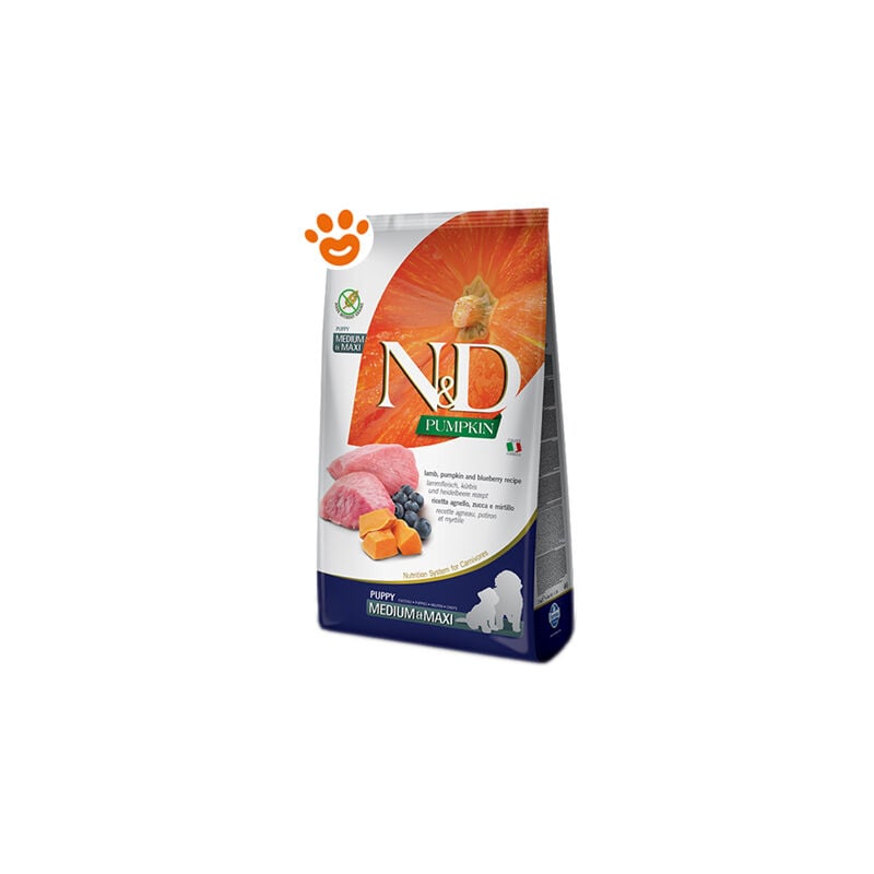 foto del prodotto farmina dog n d pumpkin puppy medium maxi agnello, zucca e mirtilli farmina dog n d pumpkin puppy medium maxi agnello, zucca e mirtilli sacco da