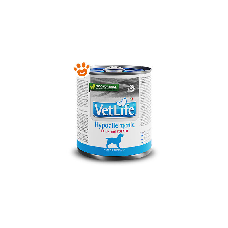 foto del prodotto farmina dog vet life hypoallergenic anatra e patate farmina dog vet life hypoallergenic anatra e patate lattina da 300 gr