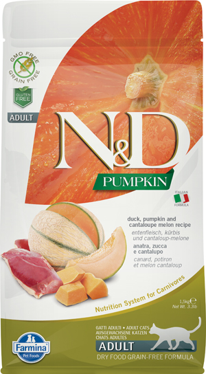 foto del prodotto farmina gatto n amp d pumpkin adulto anatra, zucca amp melone cantalupo 1,5 kg