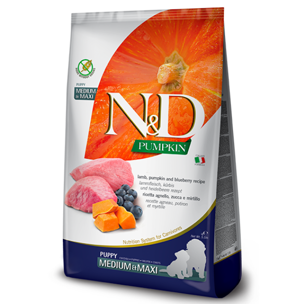 foto del prodotto farmina n&amp;d grain free pumpkin puppy medium/maxi agnello e mirtillo - 12 kg (scadenza: 15/01/2026) - croccantini per cani - spedizione gratis da 39€