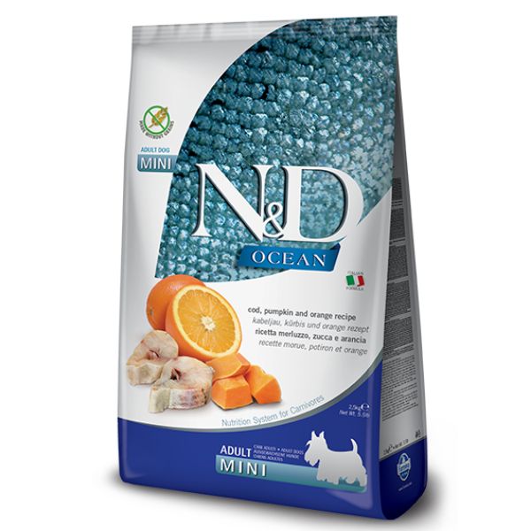 foto del prodotto farmina n&amp;d ocean canine adult mini merluzzo zucca e arancia - 7 kg - crocchette monoproteiche cane - spedizione gratis da 39€