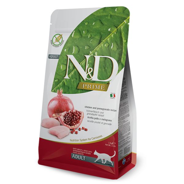 foto del prodotto farmina n d prime feline grain free adult pollo e melograno 5 kg croccantini per gatti 1 ordine scegli lo sconto bzr5 bzr20 200 punti fedelt 