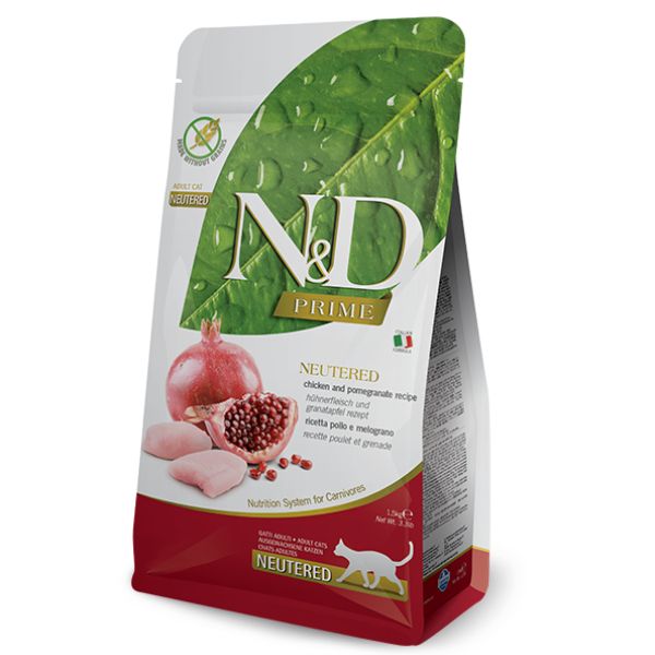 foto del prodotto farmina n d prime feline neutered grain free pollo e melograno 5 kg croccantini per gatti 1 ordine scegli lo sconto bzr5 bzr20 200 punti fedelt 
