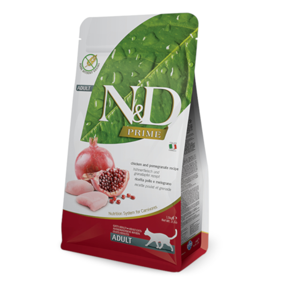 foto del prodotto farmina n d prime grain free adult cat pollo e melograno 5 kg