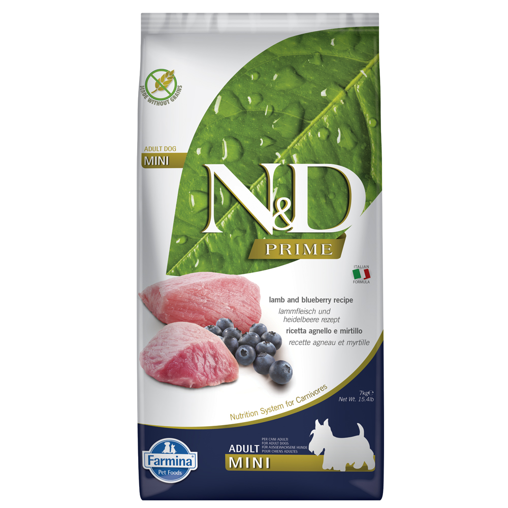 foto del prodotto farmina n d prime grain free adult mini agnello e mirtillo 7 kg