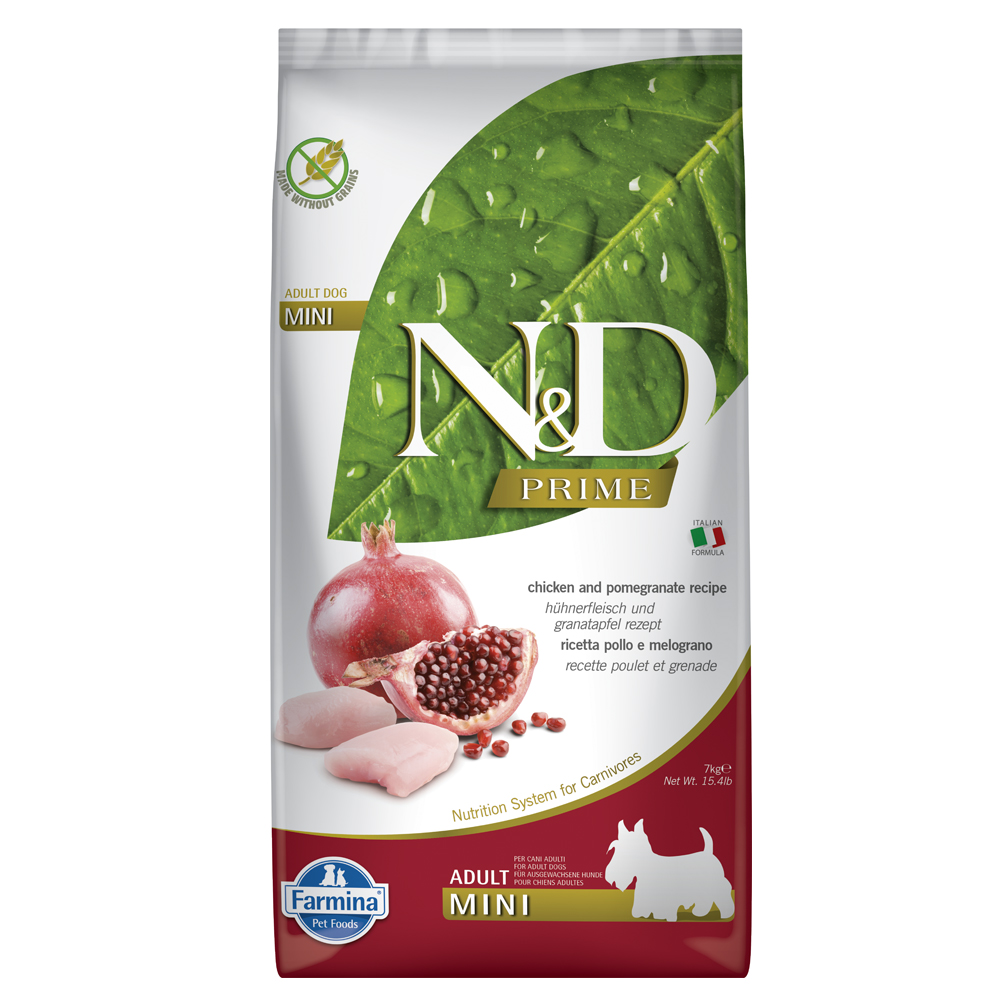 foto del prodotto farmina n d prime grain free adult mini pollo e melograno 7 kg