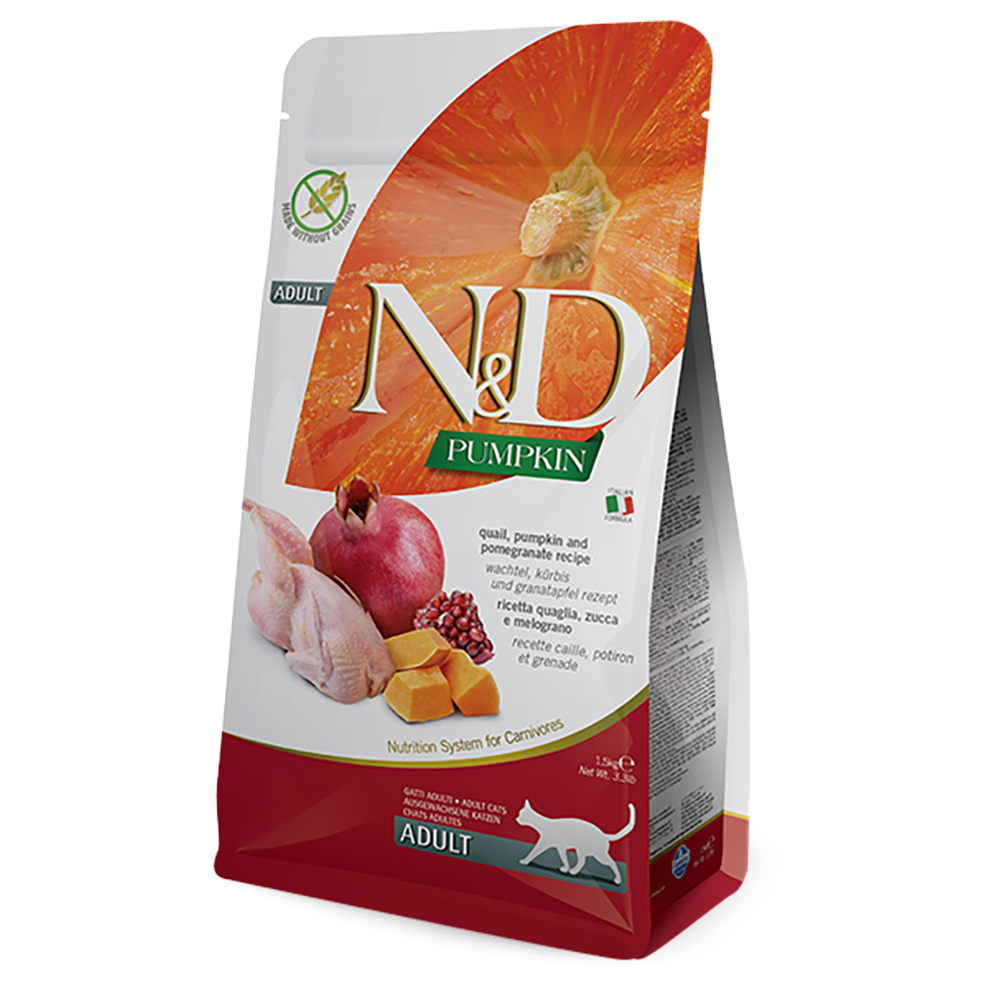 foto del prodotto farmina n d pumpkin adult quaglia, zucca e melograno per gatti 5 kg