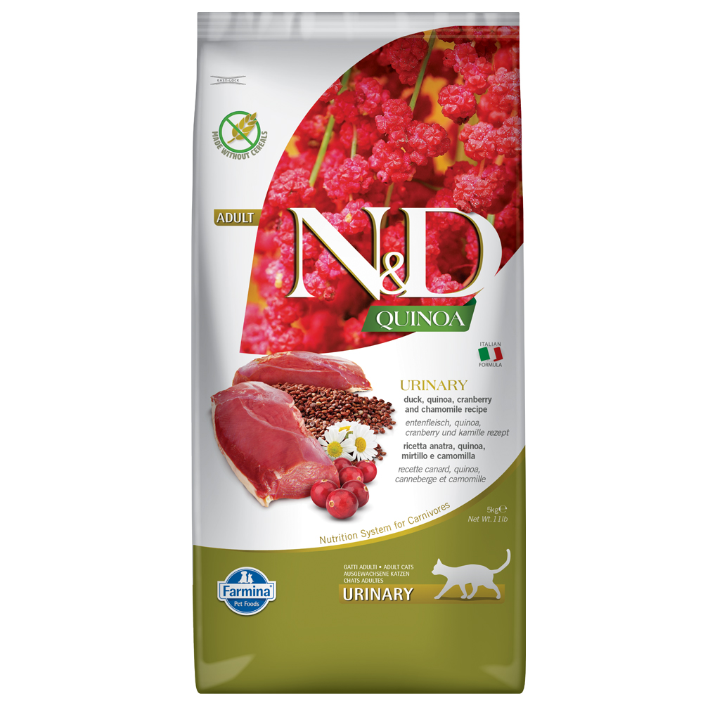 foto del prodotto farmina n d quinoa cat urinary anatra, quinoa, mirtillo rosso e camomilla - 5 kg