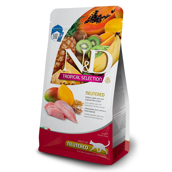 foto del prodotto farmina n d tropical cat neutered low grain pollo e frutta tropicale 10 kg 1 ordine scegli lo sconto bzr5 bzr20 200 punti fedelt 