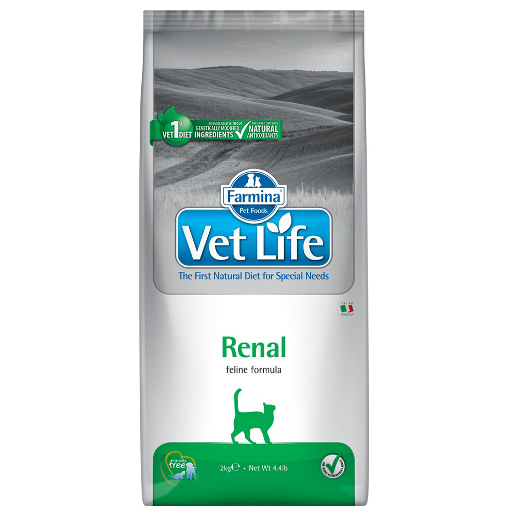 foto del prodotto farmina vet life renal feline formula crocchette per gatti 2 kg