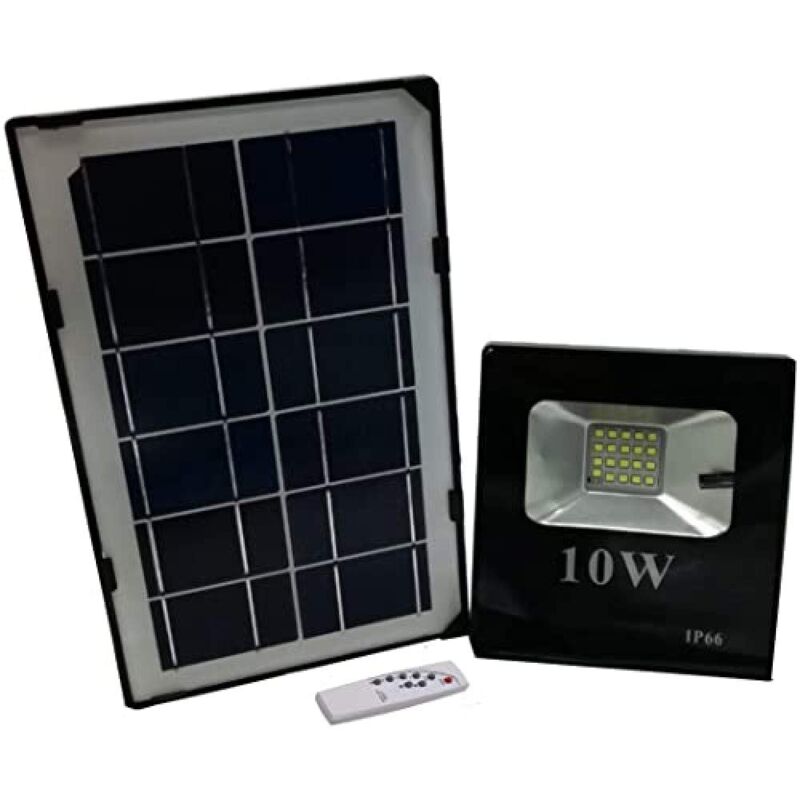 immagine 0 del prodotto faro 10w con pannello solare crepuscolare e telecomando a distanza tempo di saldi