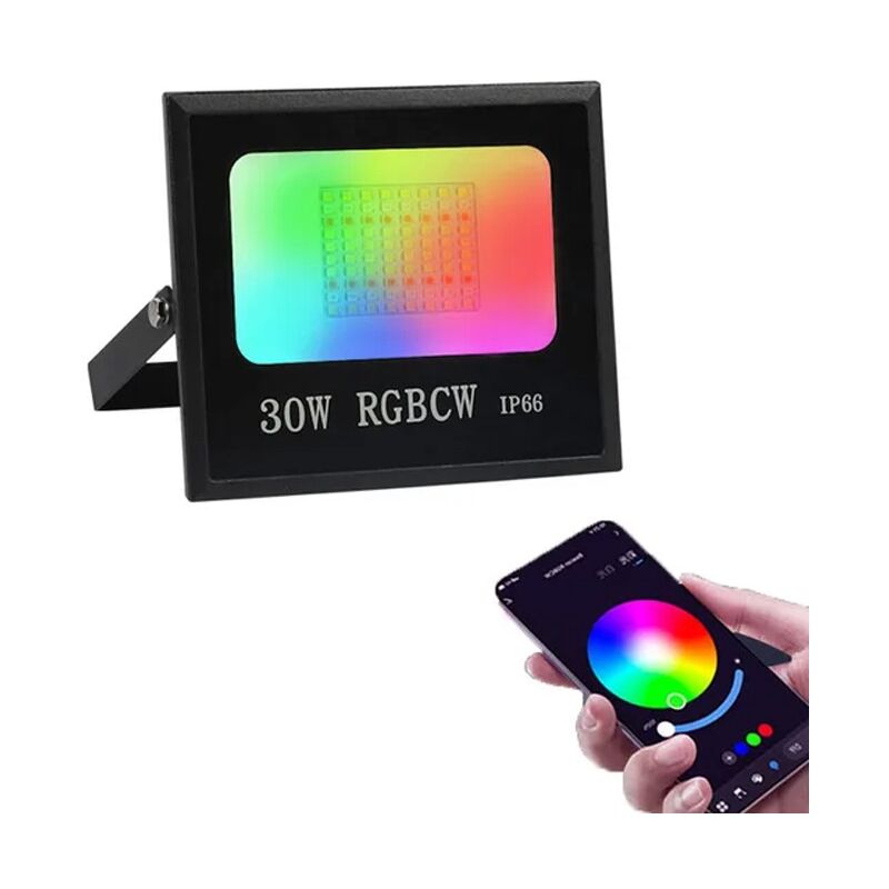 foto del prodotto faro a led smart wifi rgbcw impermeabile da cablare 30w tuya