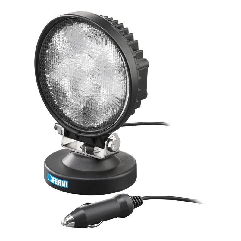 foto del prodotto faro a led tondo 12 24v con base magnetica x auto 6 x 3w fervi 0713 18
