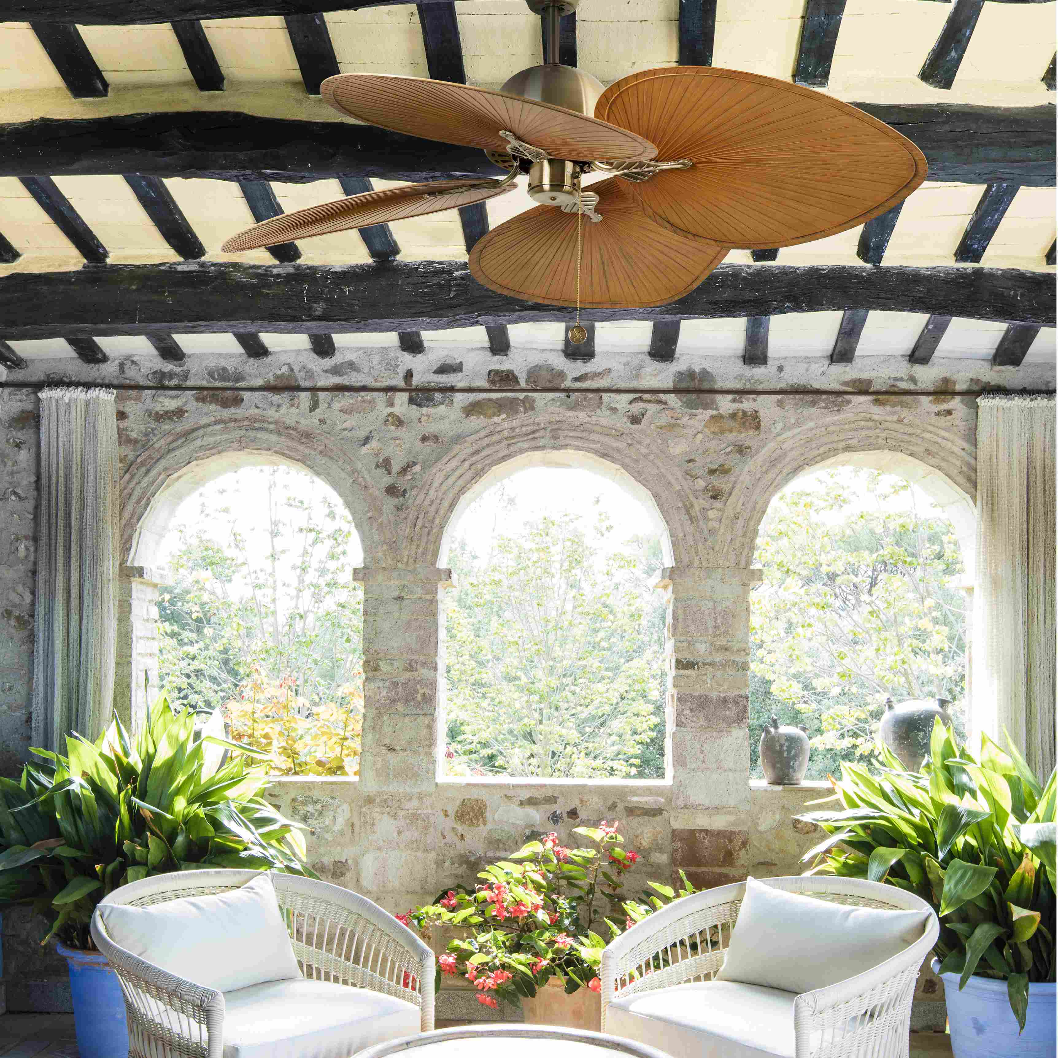 foto del prodotto faro barcelona faro 33352b ottone satinato marrone ventilatore cuba ottone senza luce